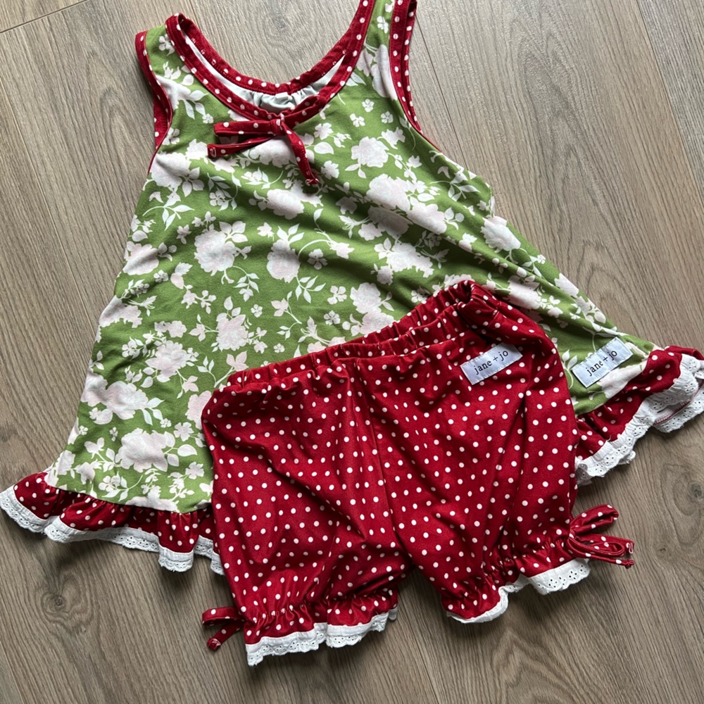 Kids Floral and Polka Dot Pajama Set